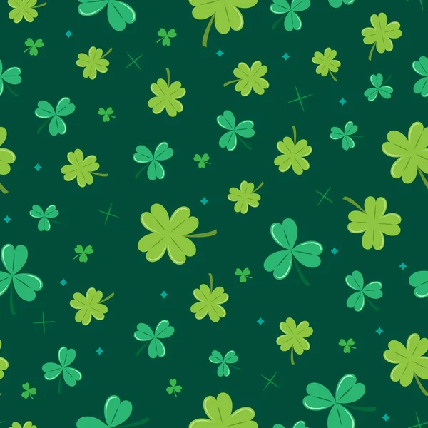 Clover pattern background. Vector in green colors. — Stock Vector