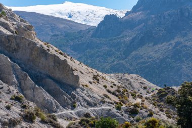 İnsanlar Sierra Nevada dağlarında spor yapıyor.