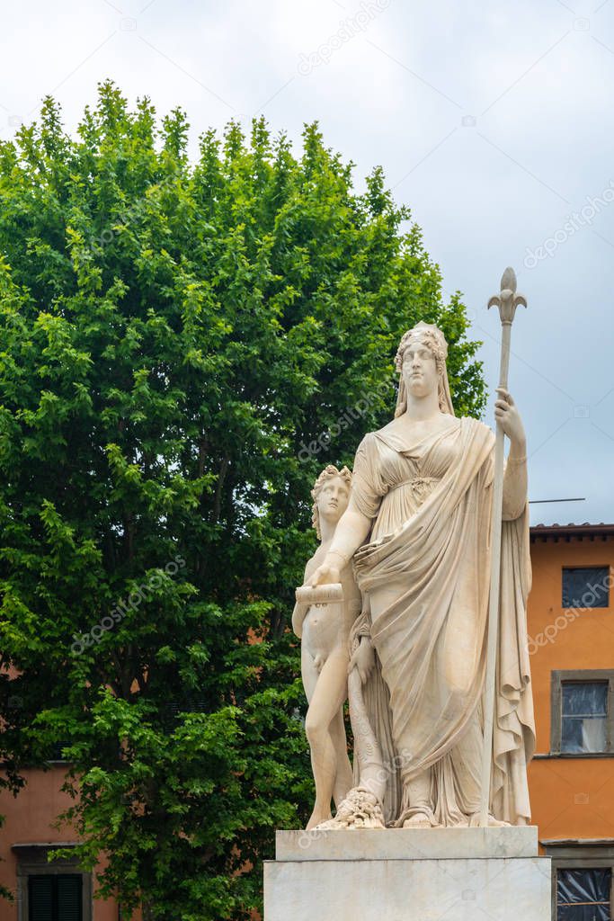 Napoleon square and statue of Marie Louise of Bourbon in Lucca