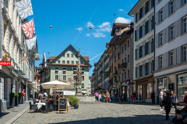 Lucerne, Switzerland - May 31, 2019 : Lucerne is one of the most beautiful town of Switzerland.
