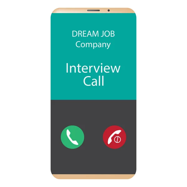Llamada a la entrevista de la empresa Dream job - aceptar o rechazar — Vector de stock