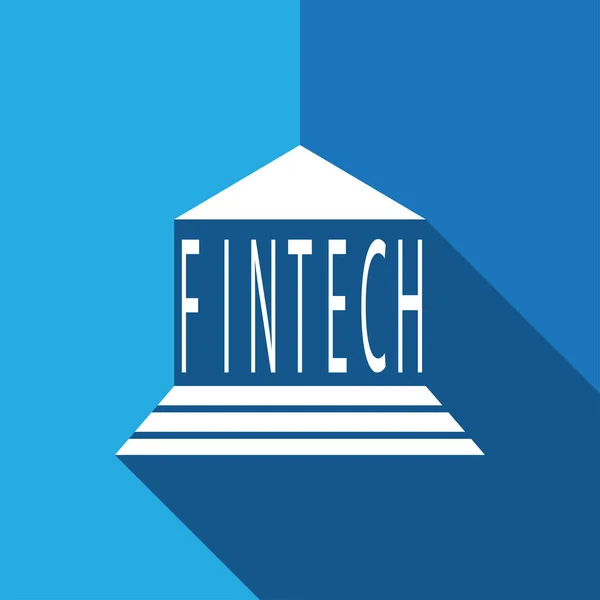 Fintech - Symbol-Zeichen-Symbol flaches Design mit langem Schatten — Stockvektor