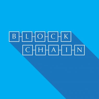 Blockchain işaret / simge /symbol düz uzun gölge ile tasarım