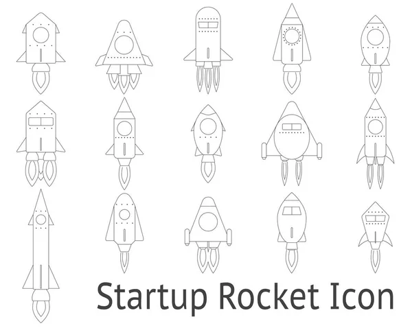 Opstarten raket icon - overzicht ontwerpen — Stockvector