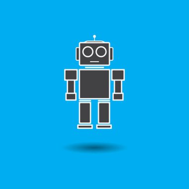 Robot işareti sembol simge - gölge ile düz tasarım 