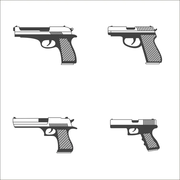 Iconos de pistola negro — Archivo Imágenes Vectoriales