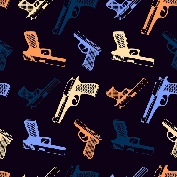 Modèle de l'armée avec des icônes pistolet couleur rétro — Image vectorielle