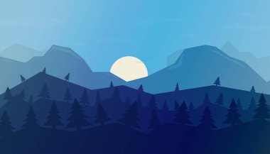 Dağlar arka planda bir düz stil