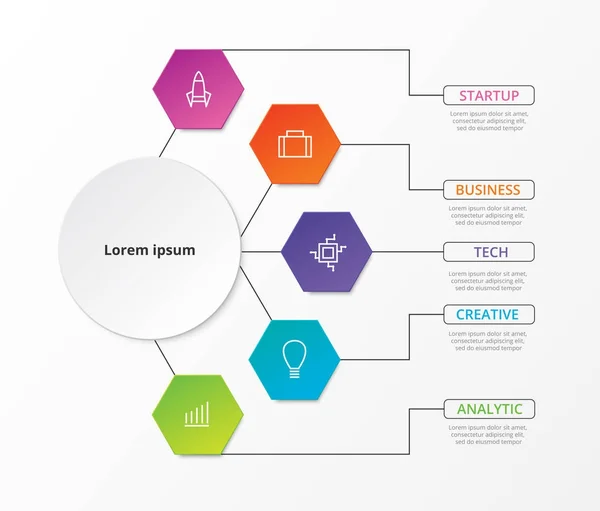 Infografik sechs Optionen mit Linien — Stockvektor