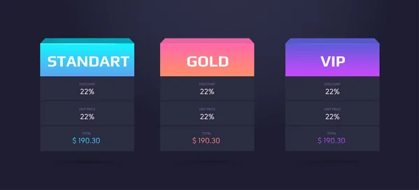 Vector pricing table for websites and applications. Vector Graphics