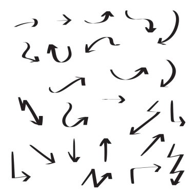 Kara ok koleksiyonu. el çizimi doodle biçimi vektör çizimi