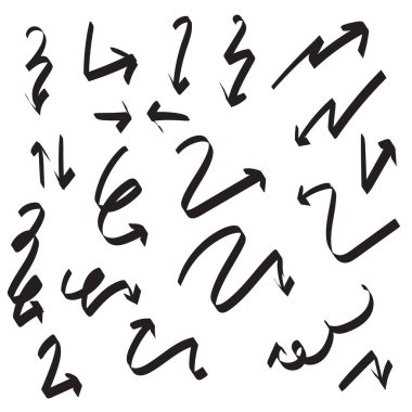 Kara ok koleksiyonu. el çizimi doodle biçimi vektör çizimi