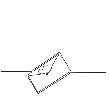 Devamlı çizgi çizimi. Kalpli bir aşk mektubu. Sevgililer Günü. el çizimi karalama biçimi