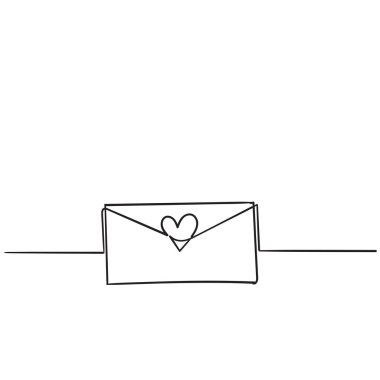 Devamlı çizgi çizimi. Kalpli bir aşk mektubu. Sevgililer Günü. el çizimi karalama biçimi