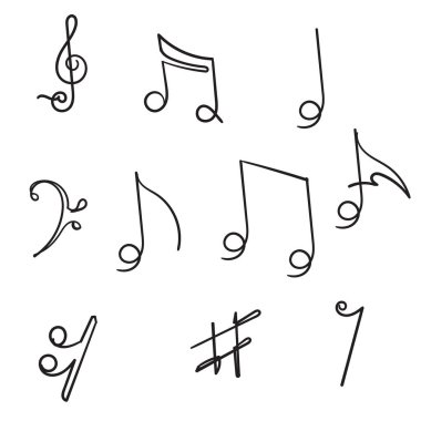 aralıksız çizgi karalama müzik nota çizim vektörü