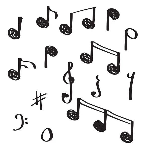 Eşsiz el çizimi karalama notu müzik vektörü çizimi — Stok Vektör