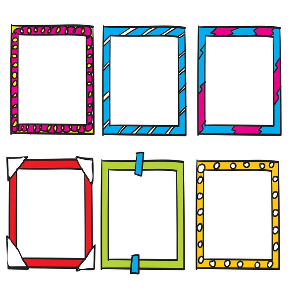 Doodle Frame Kollektion mit heller Farbe handgezeichnet Doodle Stil Vektor — Stockvektor