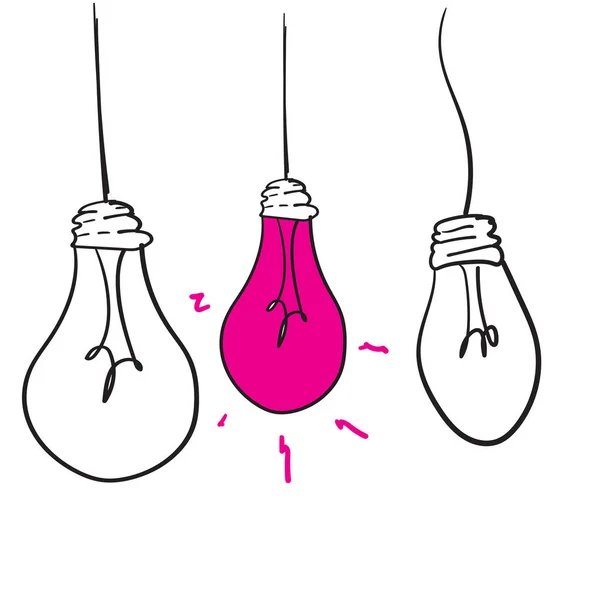 Icônes d'ampoule vectorielles dessinées à la main avec concept d'illustration vectorielle d'idée — Image vectorielle