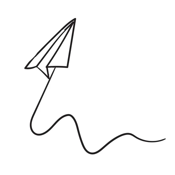 Paper plane drawing vector using continuous single one line art style with unique doodle handdrawing style — 스톡 벡터