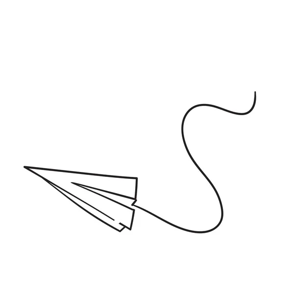 Вектор плоскости бумаги с использованием непрерывного однолинейного стиля рисования с уникальным стилем рисования каракулями — стоковый вектор