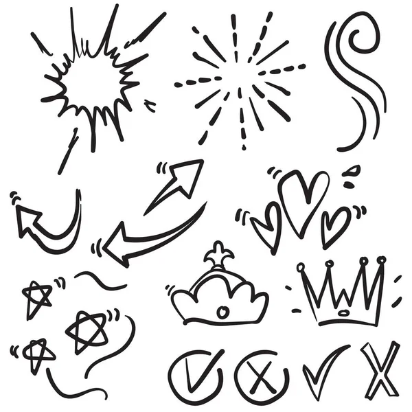 Doodle various object collection handdrawn style — Stock Vector