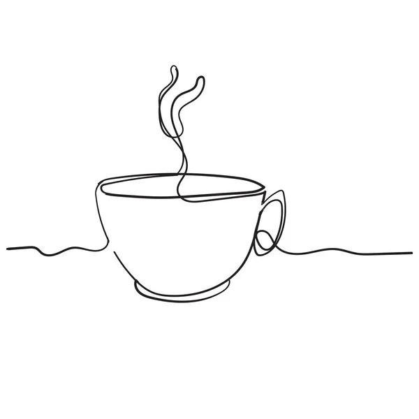 Непрерывная линия рисунок чашки кофе каракули стиле — стоковый вектор