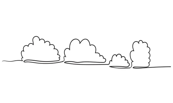 Dibujo continuo de línea. Clouds.doodle estilo de dibujo a mano — Vector de stock