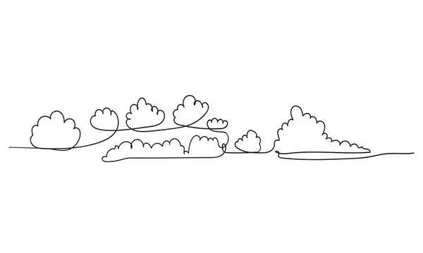 Desenho de linha contínua. Clouds.doodle mão desenho estilo — Vetor de Stock