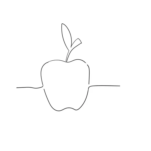 Doodle manzana ilustración con una sola línea estilo vector — Vector de stock