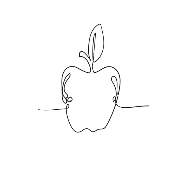 Doodle Apple Illustration mit einzeiligen Stil-Vektor — Stockvektor