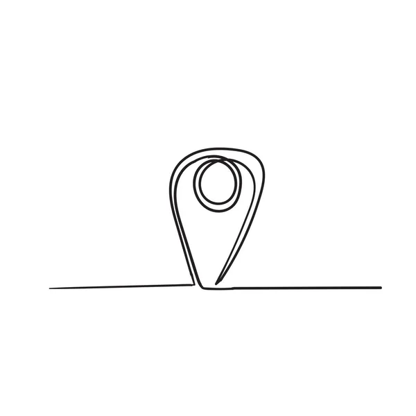 Gps pointer illustration vector with single continuous line doodle — Stock Vector