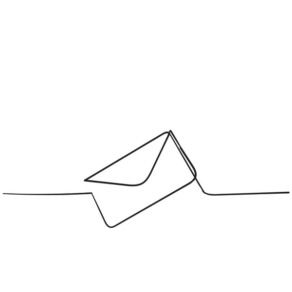 One continuous line drawing of email icon isolated on white background handdrawn style — 스톡 벡터