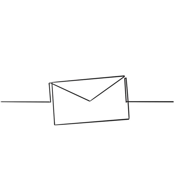 One continuous line drawing of email icon isolated on white background handdrawn style — 스톡 벡터