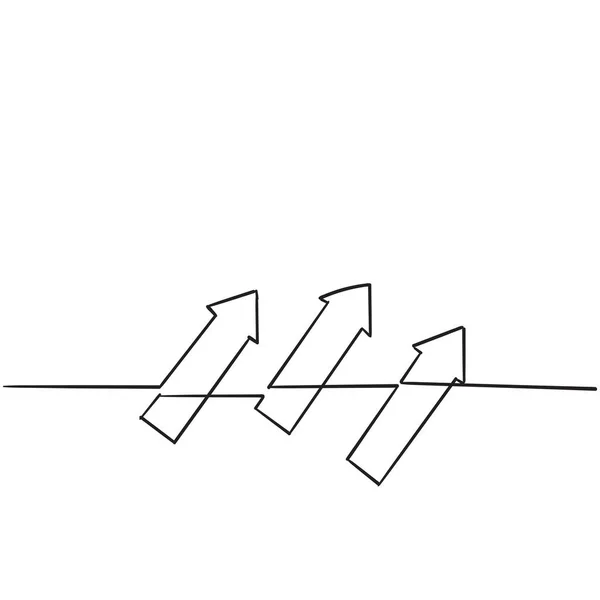 複数の矢印の連続線画手描きスタイル — ストックベクタ