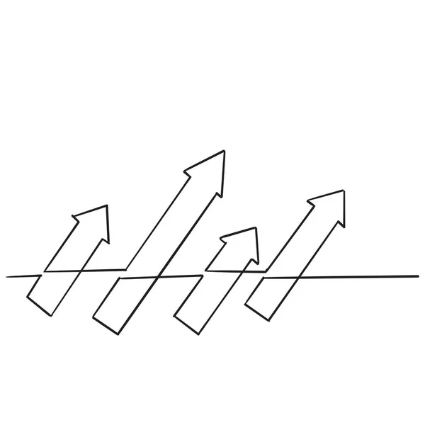 Continuous line drawing of multiple arrows handdrawn style — 스톡 벡터