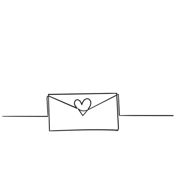 Continue lijntekening. Liefdesbrief met hart. Valentijnsdag. handgetekende doodle stijl — Stockvector