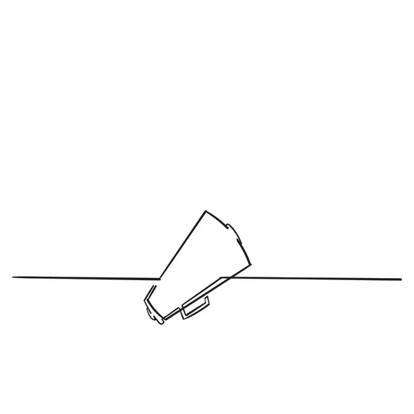 Megafono doodle con stile vettoriale linea continua isolato — Vettoriale Stock