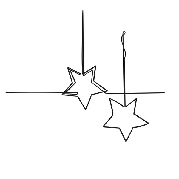 Estrela de linha contínua com vetor de estilo doodle desenhado à mão —  Vetores de Stock