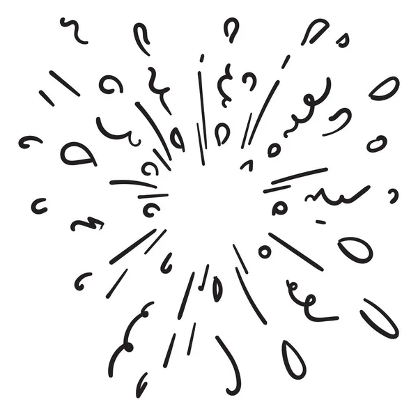 Doodle starburst, doodle espumante, fogos de artifício doodle vector ilustração — Vetor de Stock