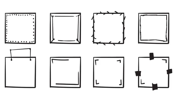 Doodle frame collezione disegnato a mano vettore stile linea — Vettoriale Stock