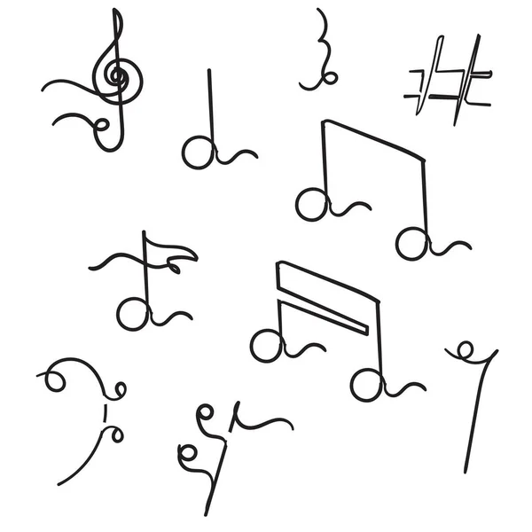 Linha contínua doodle música nota ilustração vetor — Vetor de Stock