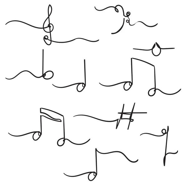 Continuous line doodle music note illustration vector — Stock Vector