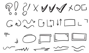 doodle tasarım elementi. Koleksiyon el yapımı biçimi
