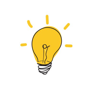 El çizimi ampul çizgisi simgesi tasarım şablonu karalaması