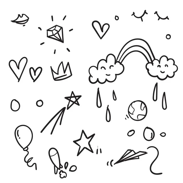 Doodle niño elemento ilustración vector — Vector de stock