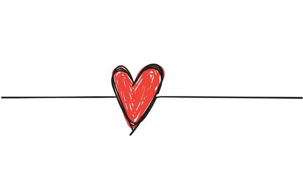 Doodle cuore illustrazione vettoriale linea arte stile — Vettoriale Stock