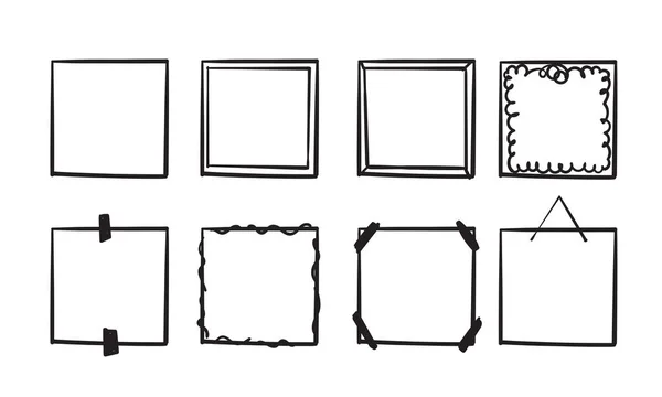 Doodle frame collezione disegnato a mano vettore stile linea — Vettoriale Stock