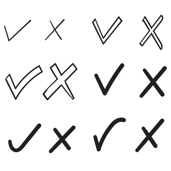 Doodle check mark illustratie vector — Stockvector