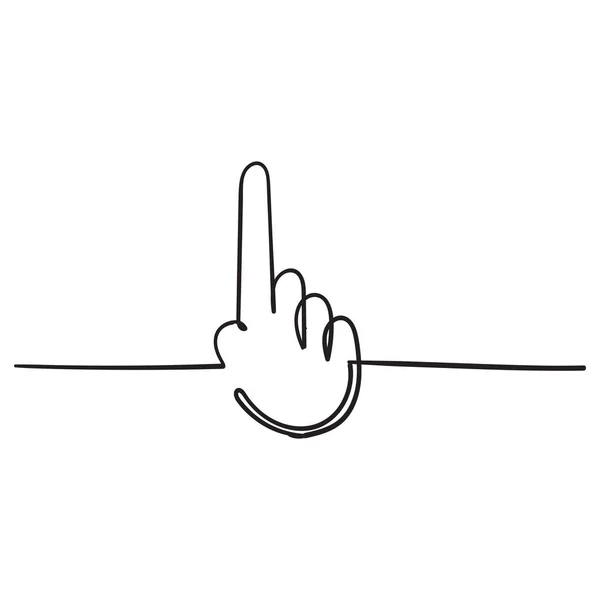 Clic mano lineal icono dibujado a mano estilo garabato — Vector de stock