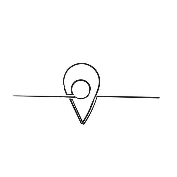 Mapa puntero ubicación icono garabato dibujado a mano — Vector de stock